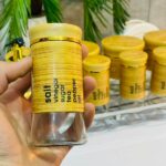 Set Épices & Huiles 10 Pièces en Verre avec Support – Jaune Effet Bambou – Image 2