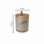 Set 7 Pots en Céramique avec Support en Bois – Gris – Image 5