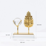 Sculpture Feuille Dorée & Sphère Cristal | Déco Luxe – Image 3