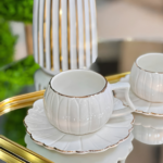 Service à Café Turc 12 Pièces en porcelaine avec des touches dorées – Image 2