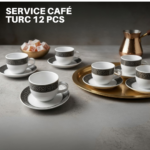 Service Café Turc en Porcelaine| 6 Tasses & Sous-Tasses - Motif Versace