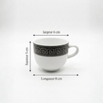 Service Café Turc en Porcelaine| 6 Tasses & Sous-Tasses - Motif Versace – Image 3