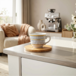 Service Café Turc en Céramique | 6 Tasses & Sous-Tasses en bois – Motif Néo-Classique – Image 2