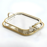Plateaux de Service Élégants en Inox Argenté et Doré – Image 2
