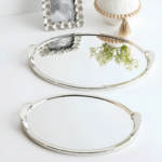 Set de 2 Plateaux de Service Ovales à Effet Miroir & Finition Prestige