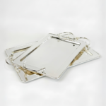 Lot de 2 Plateaux de Service Rectangulaires en Acier Inoxydable 18/10 – Argentés