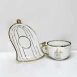 Service à Café en Porcelaine Blanche et Or – Ensemble de 6 Tasses et Soucoupes Design Oiseaux – Image 2