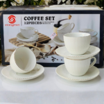 Service à Café 12 Pièces en Porcelaine Striée – Xiangmei – Image 2