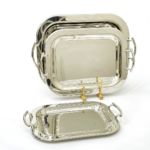Lot de 3 plateaux en acier inoxydable 18/10 - Design Luxe & Moderne