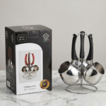 Set de 3 pots à lait RIO en Inox 18/10 avec Support – Poignées Ergonomiques