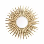 Grand Miroir Mural Soleil en Métal Doré - 78 cm – Image 6