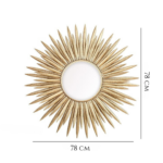 Grand Miroir Mural Soleil en Métal Doré - 78 cm – Image 7