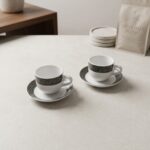 Service Café Turc en Porcelaine| 6 Tasses & Sous-Tasses - Motif Versace – Image 2